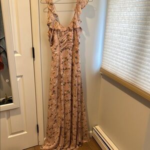 Pink Maxi Sundress with Scoop Neck for Weddings